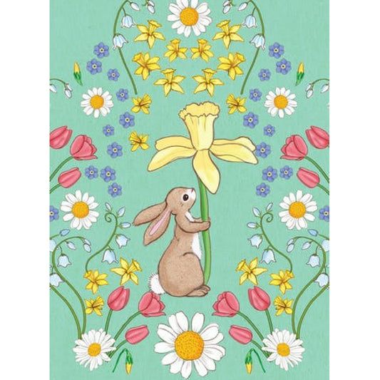 Belle & Boo Daffodil Flower Bunny Postcard