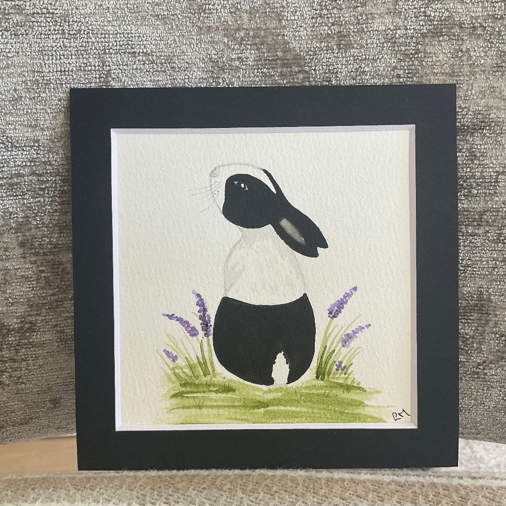 ‘Enchanted Garden’ - Original Dutch Bunny Rabbit Watercolour Painting 4” x 4” - Bunny Creations