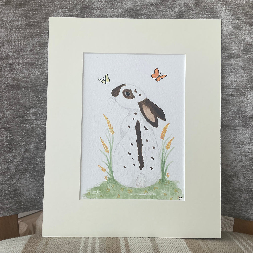 ‘Enchanted Garden’ - Original English Spot Bunny Rabbit Watercolour Painting 7” x 5” - Bunny Creations