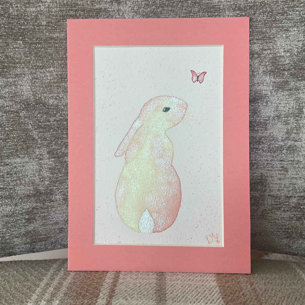 ‘Colourburst’ - Original Bunny Rabbit Watercolour Painting 6”