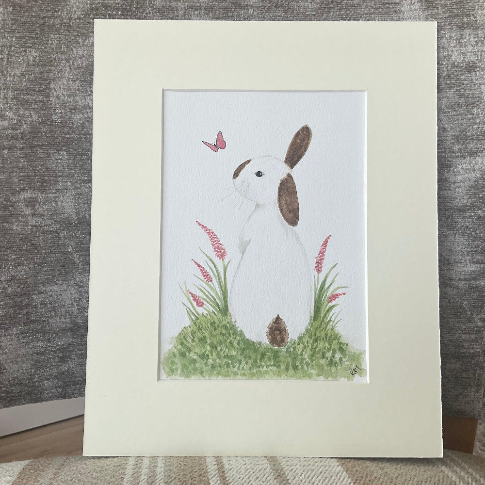 ‘Enchanted Garden’ - Original Himalayan Bunny Rabbit Watercolour Painting 7” x 5” - Bunny Creations