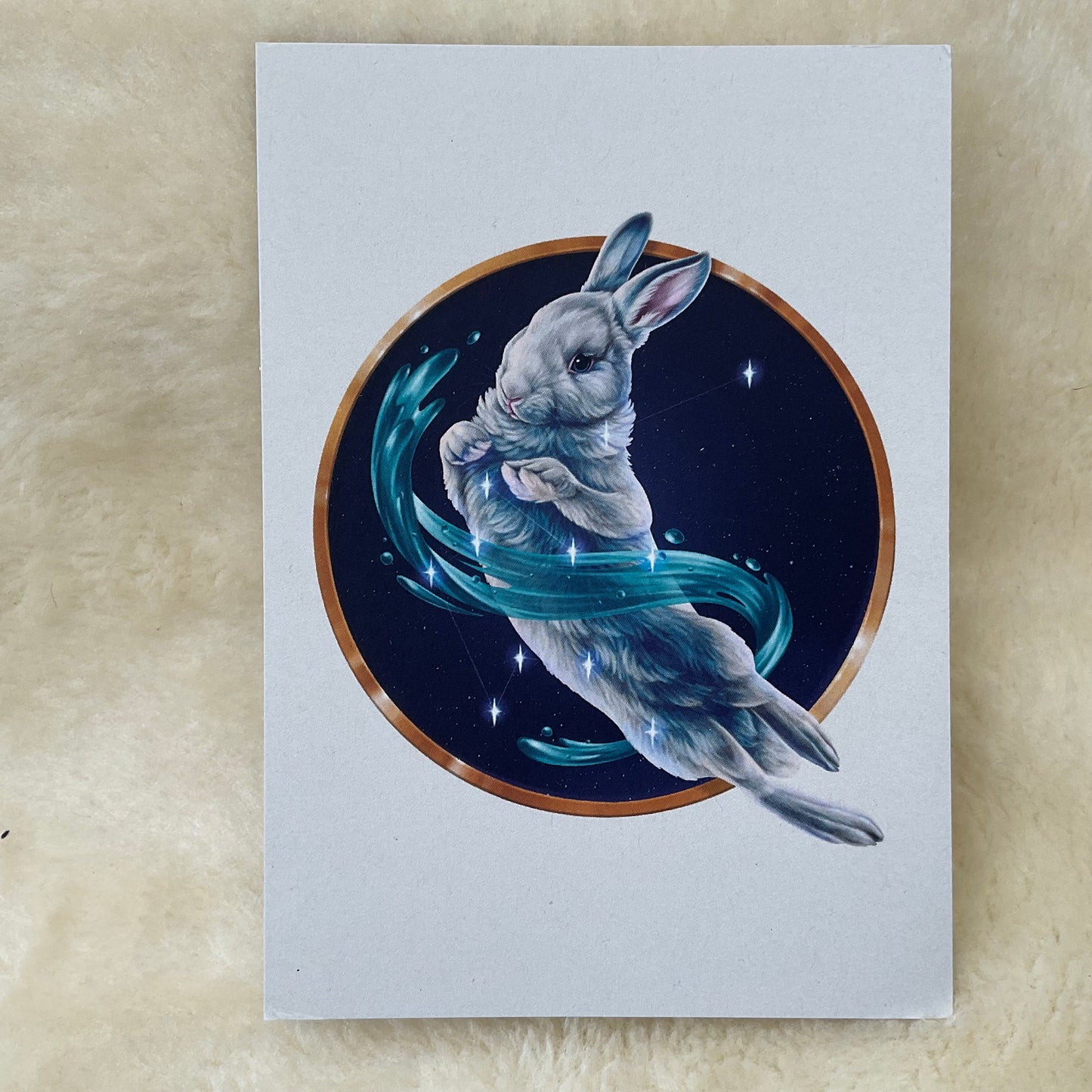 Aquarius Firlefanz Designs Zodiac Bunny Rabbit Postcard
