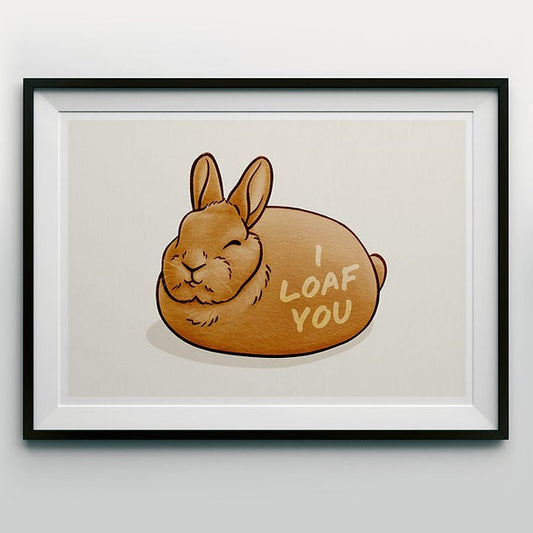 Firlefanz Designs I Loaf You Bunny Rabbit Art Print