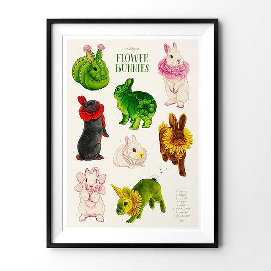 Firlefanz Designs Flower Bunnies Rabbit Art Print