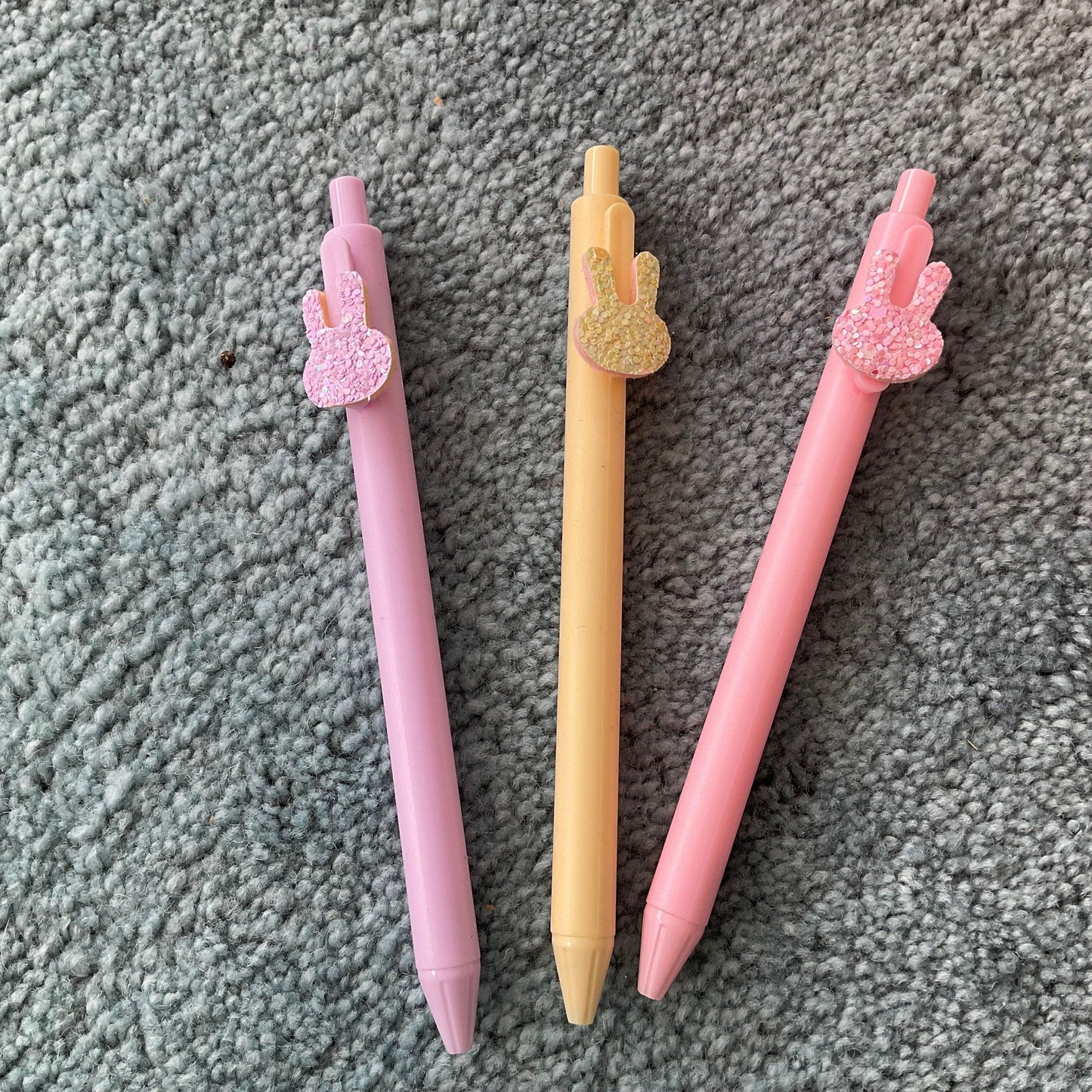Set Of 3 Glitter Bunny Rabbit Pens - Bunny Creations