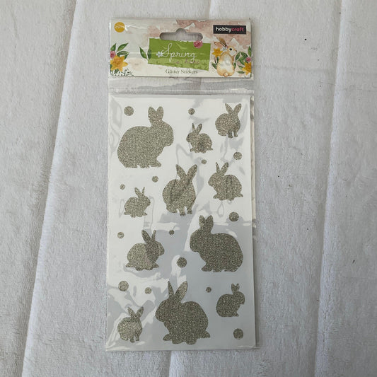 Silver Glitter Bunny Rabbit Stickers - Bunny Creations