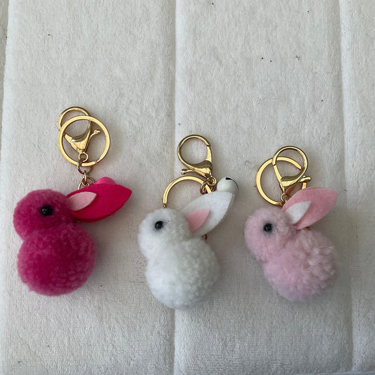 Pom Pom Bunny Rabbit Keyrings - Bunny Creations