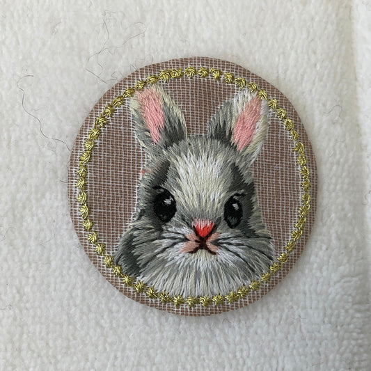 Round Bunny Rabbit Iron On Appliqué Patch - Bunny Creations