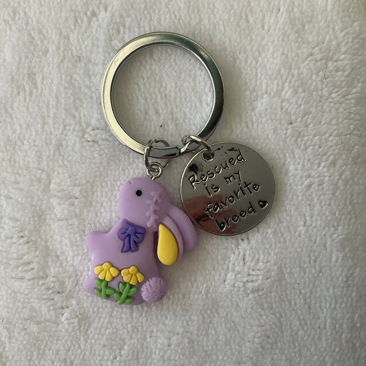 Rescued Is My Favourite Breed Bunny Rabbit Keyring - Bunny Creations