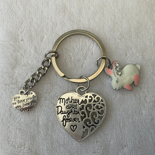 Mother & Daughter Forever Bunny Rabbit Keyring - Bunny Creations