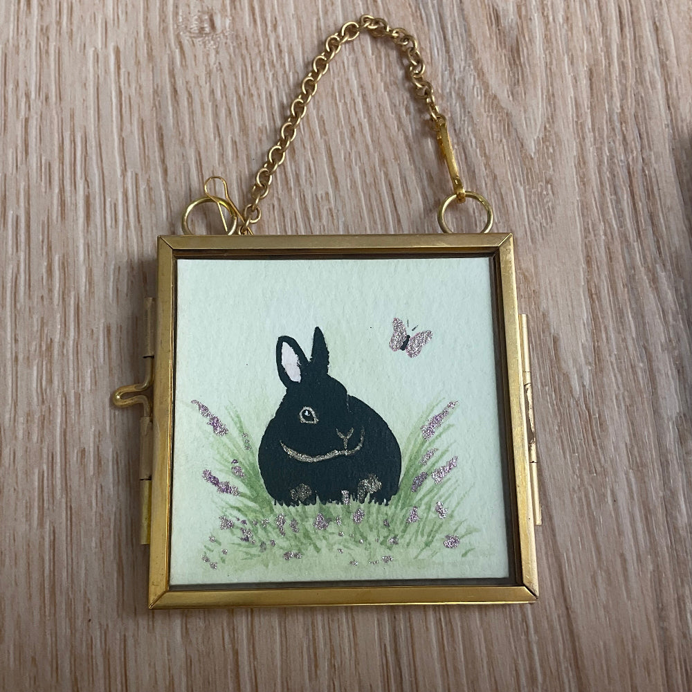 Original ‘Spring Bunny’ Hanging Decoration- Netherland Dwarf Bunny Rabbit Mini Artwork