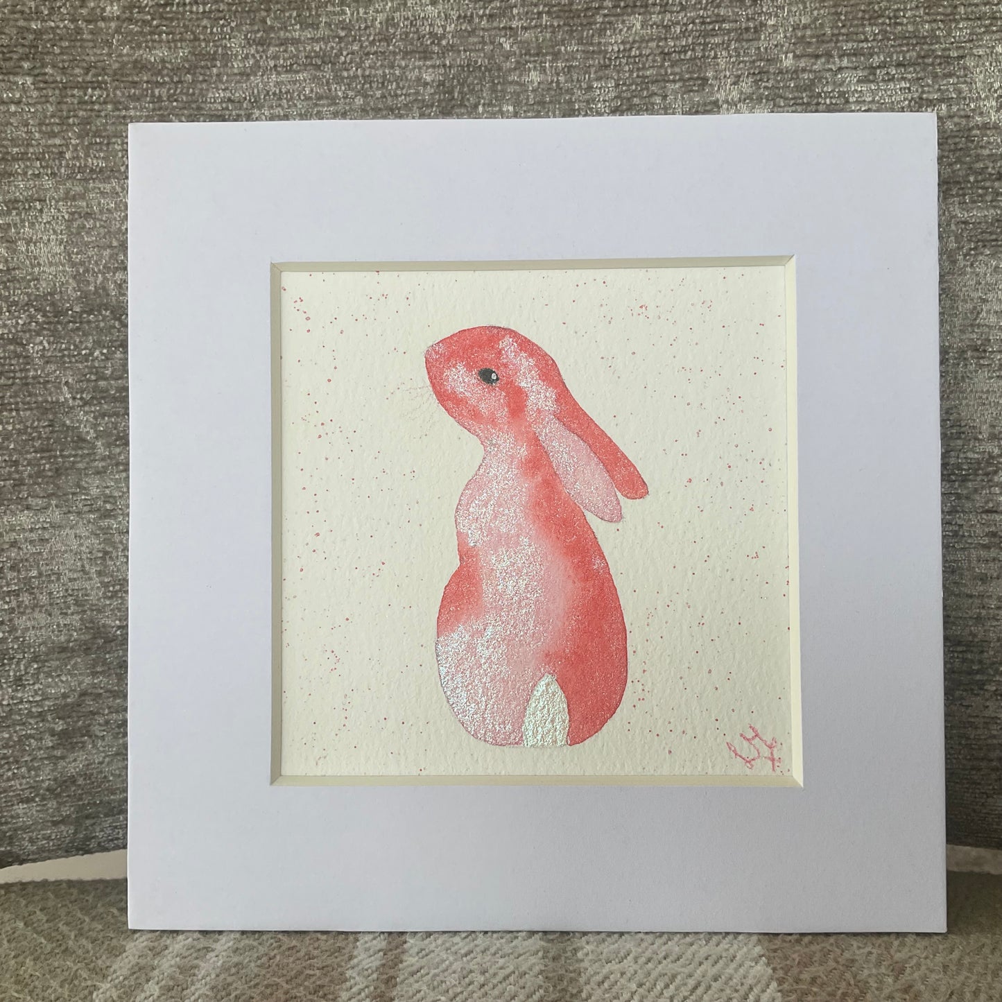 ‘Colourburst’ - Original Bunny Rabbit Watercolour Painting 4” x 4”