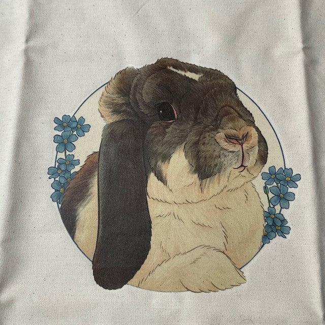 Milly Moo Forget Me Not Bunny Rabbit Tote Bag close up