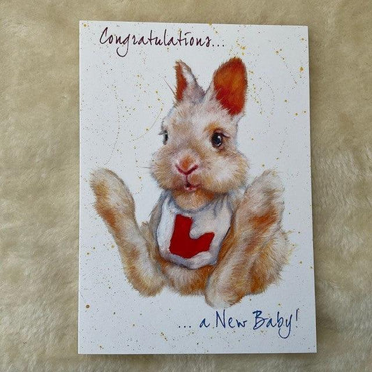 New Baby Large Bunny Rabbit Card