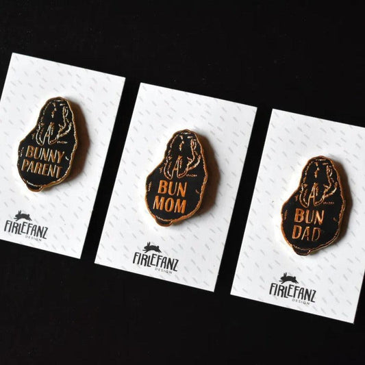 Firlefanz Designs Rabbit Parent/Dad/Mom Pin Badges