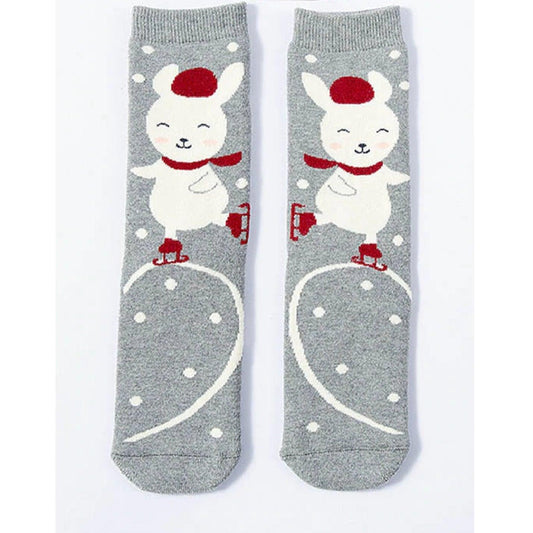 Ice Skating Bunny Rabbit Thick Warm Socks - Bunny Creations