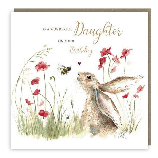 Love Country Bunny Rabbit Daughter Birthday Card - Bunny Creations