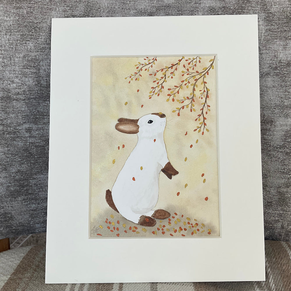 Autumn Days’ - Original Californian Bunny Rabbit Watercolour Painting