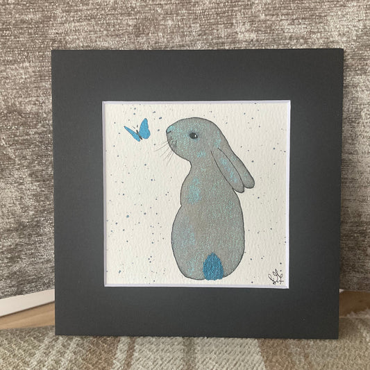 ‘Colourburst’ - Original Bunny Rabbit Watercolour Painting 4” x 4”