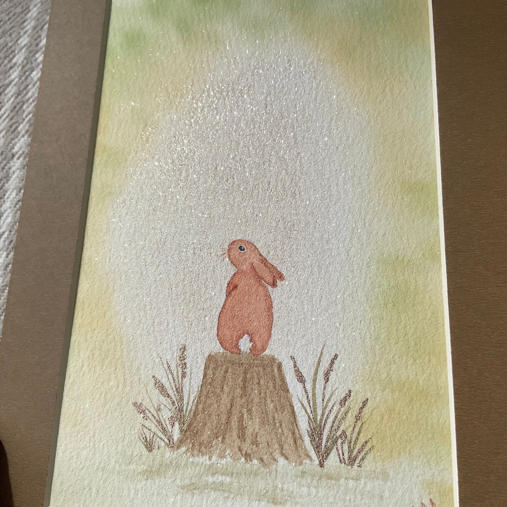 ‘Glimmers of Hope ’ - Original Bunny Rabbit Watercolour Painting  6” x 4”