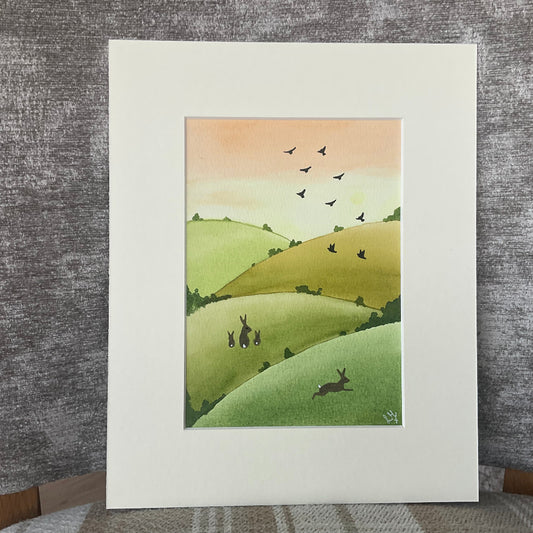 ‘Rolling Rabbit Hills’ - Original Watercolour Painting