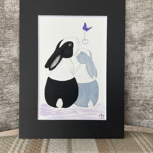 ‘Double Dutch’ - Original Bunny Rabbits Watercolour Painting