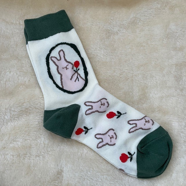 Flower Bunny Rabbit Thick Ankle Socks - 3 Designs