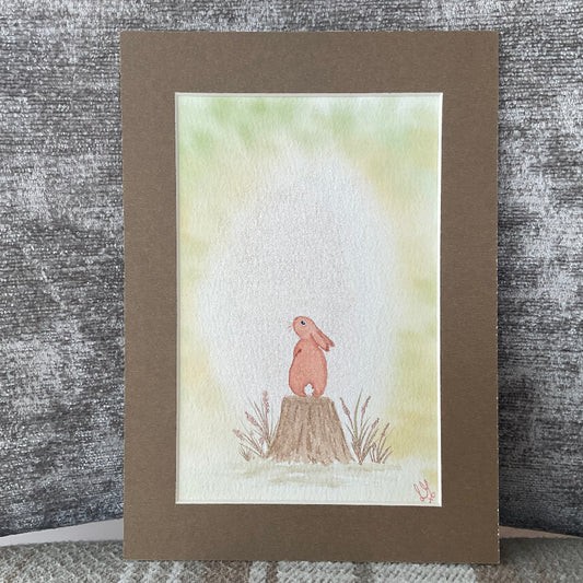 ‘Glimmers of Hope ’ - Original Bunny Rabbit Watercolour Painting  6” x 4”