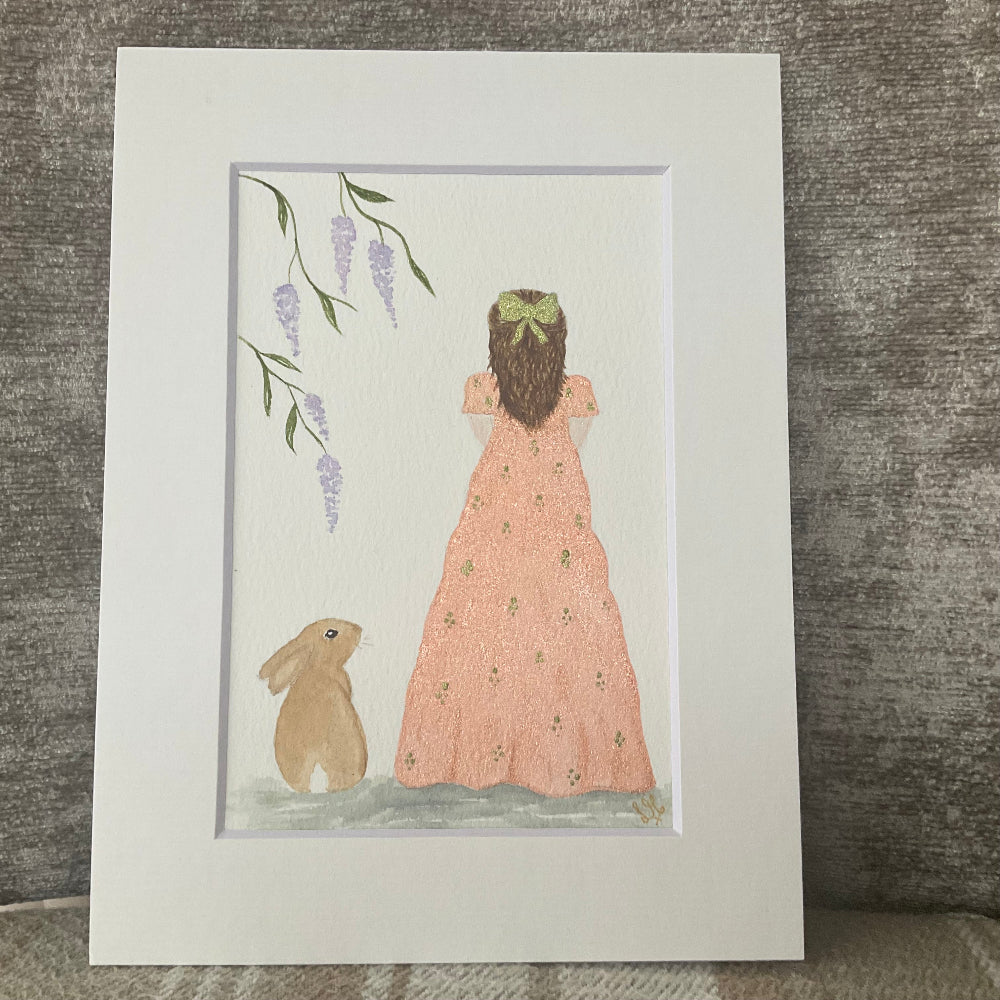 ‘Hoppy Chaperone ’ - Bridgerton Style Bunny Rabbit Watercolour Painting  6” x 4”