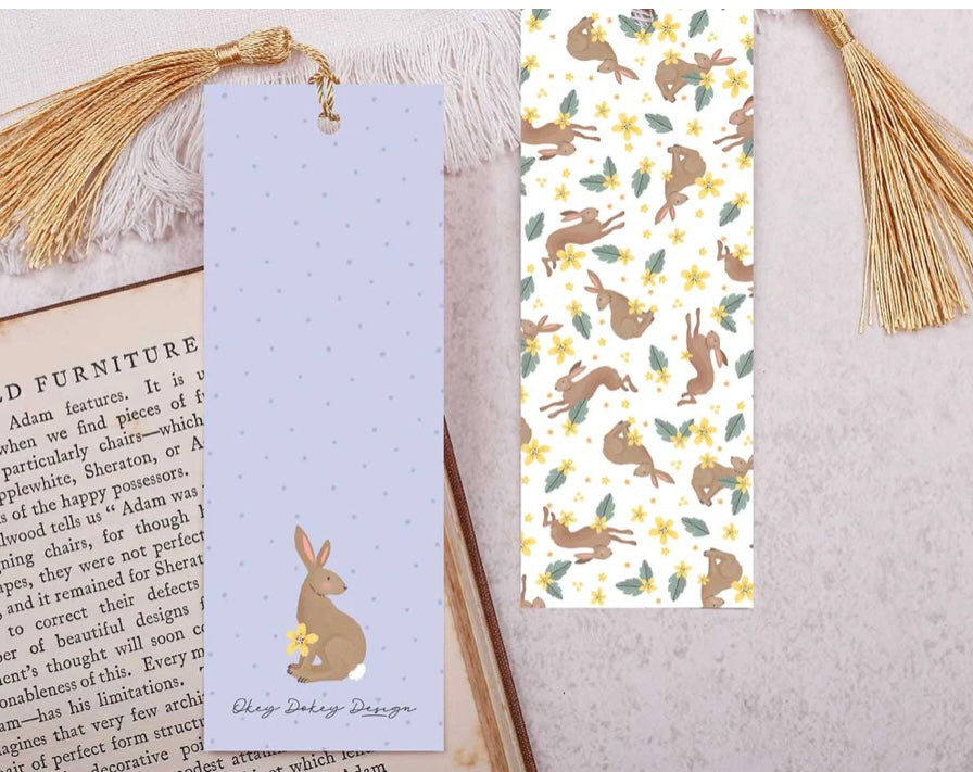 Playful Bunny Rabbit Bookmark Front and back