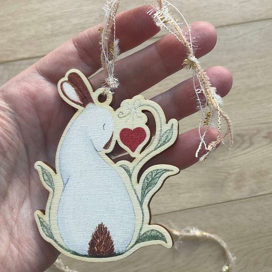 ‘My Heart Is Yours’ Wooden Rabbit Hanging Art Decoration