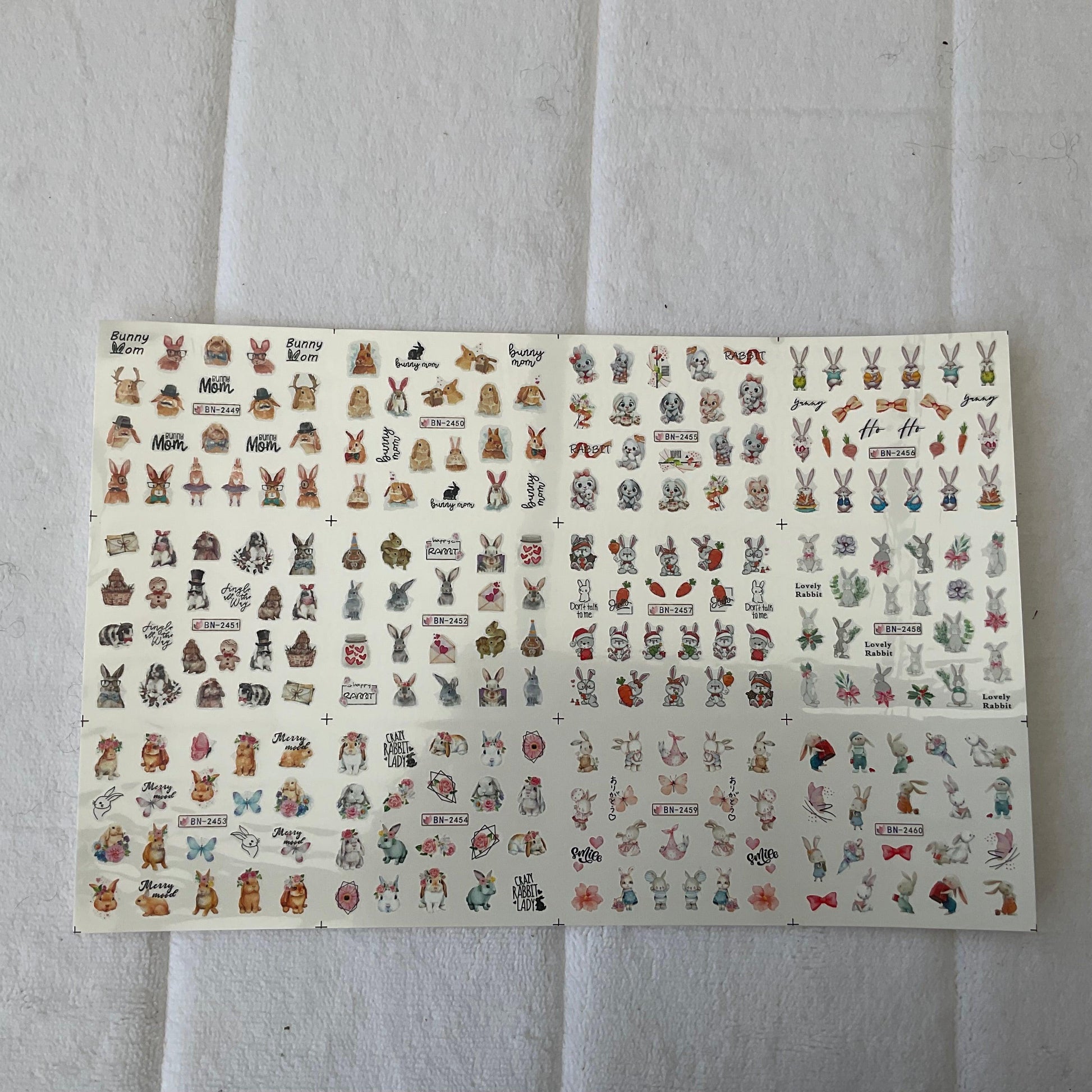 Bumper Sheet of Bunny Nail Art Stickers - Bunny Creations