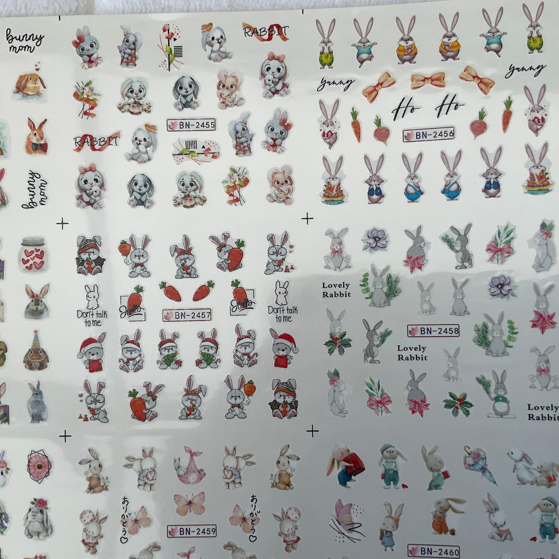Bumper Sheet of Bunny Nail Art Stickers - Bunny Creations