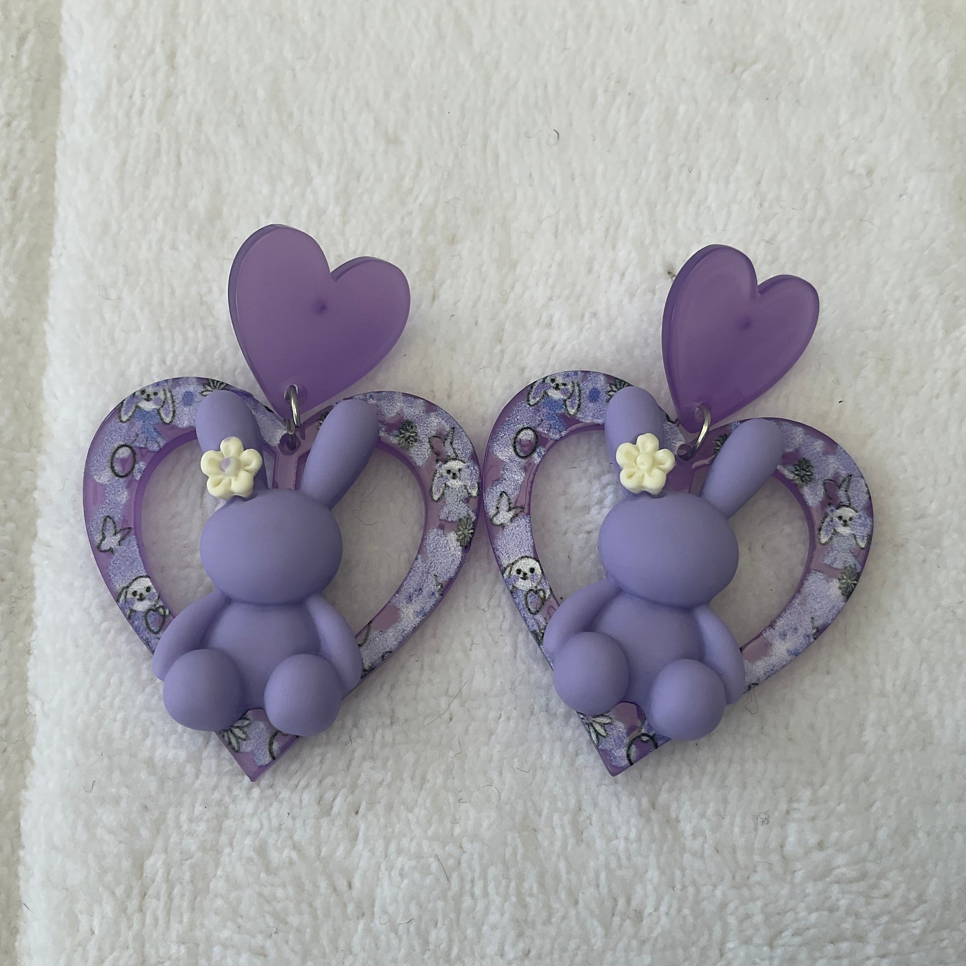 Pretty Purple Bunny Rabbit Earrings - Bunny Creations