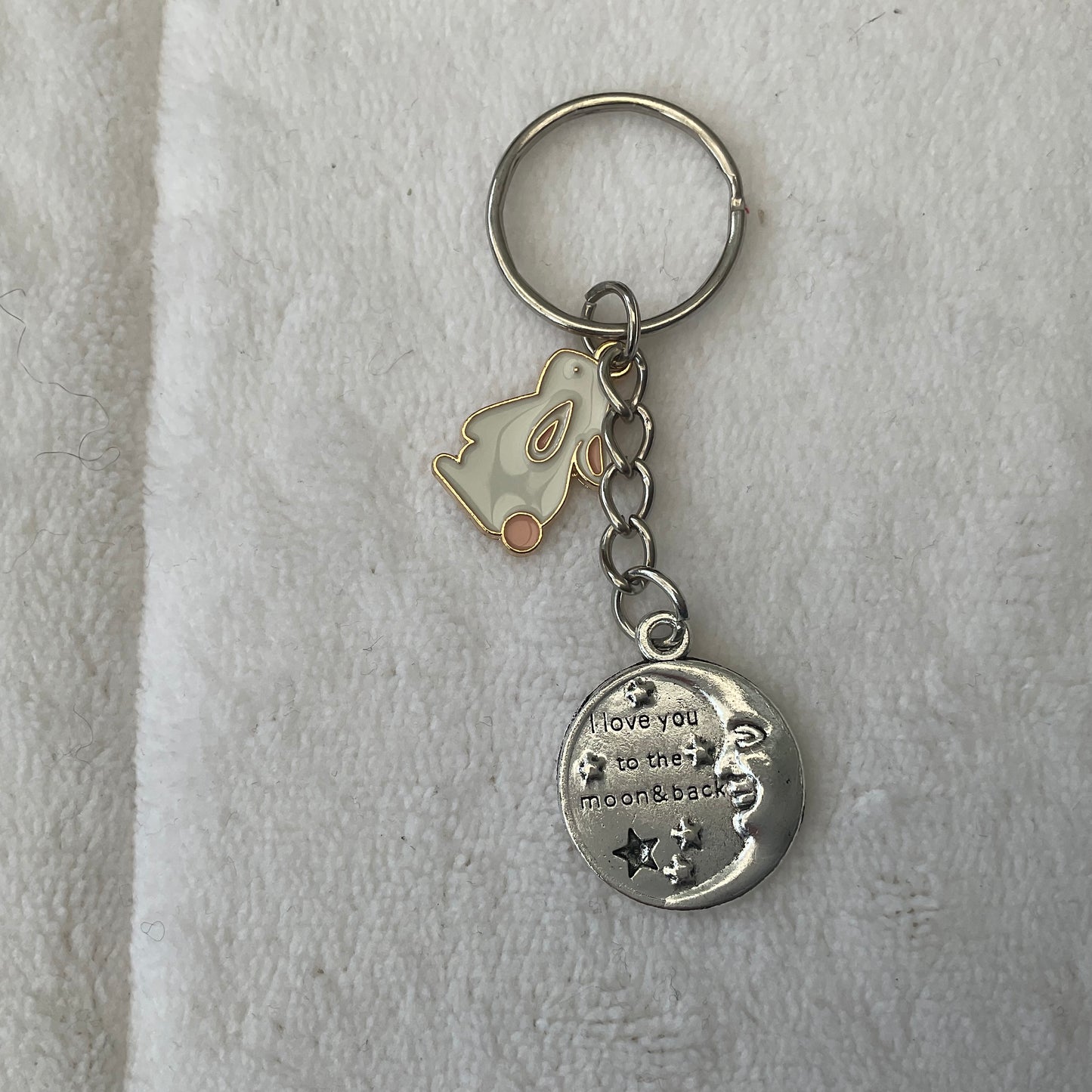 I Love You To The Moon and Back Bunny Rabbit Keyring - Bunny Creations