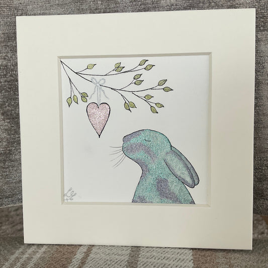 ‘I Feel Your Love’ - Original Bunny Rabbit Watercolour Painting  4” x 4”