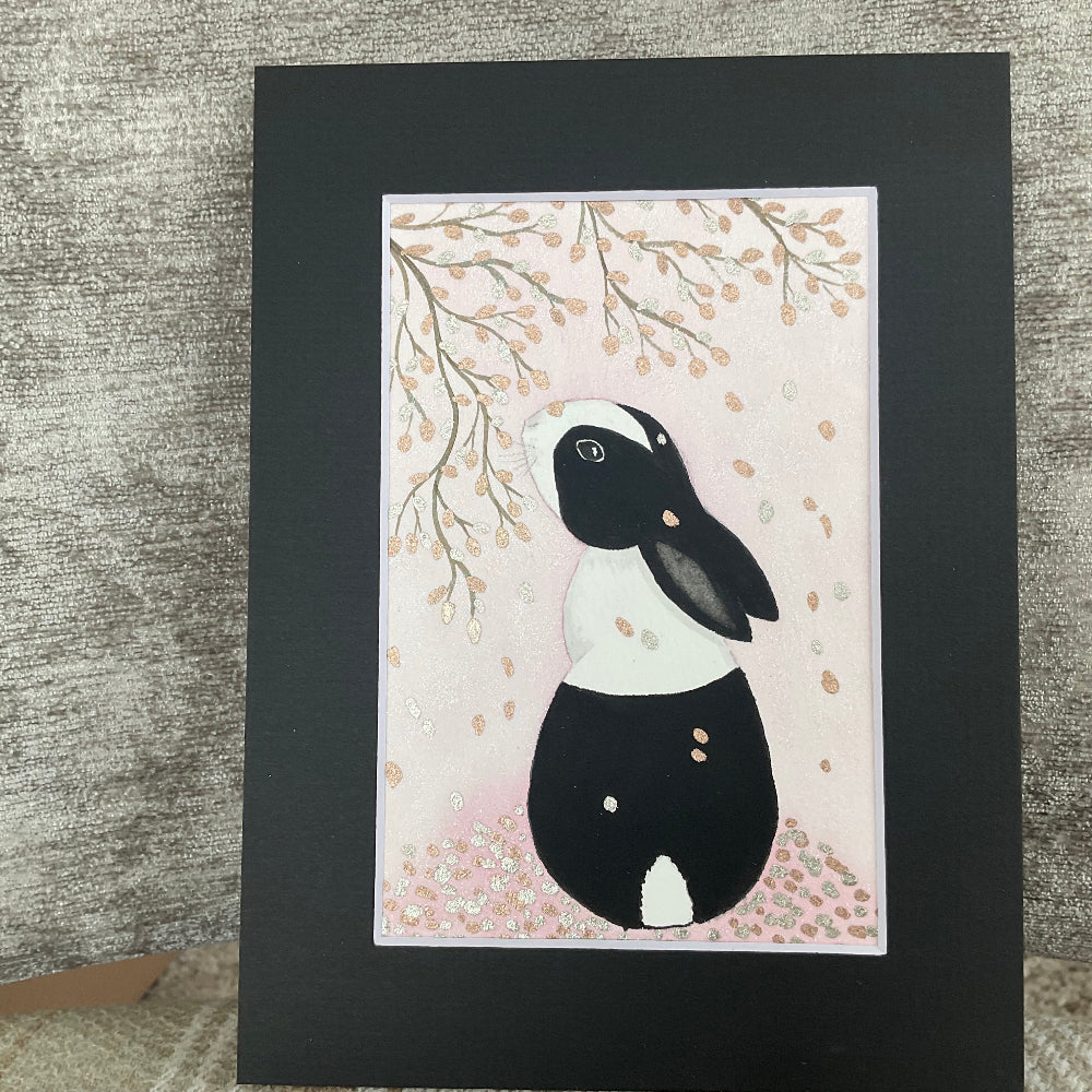 ‘In The Pink’ - Original Dutch Bunny Rabbits Watercolour Painting  6” x 4”