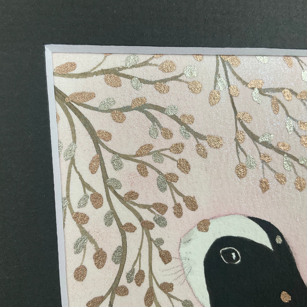 ‘In The Pink’ - Original Dutch Bunny Rabbits Watercolour Painting  close up