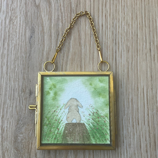 ‘In To The Light’ Hanging Decoration- Brown Lop Bunny Rabbit Mini Artwork