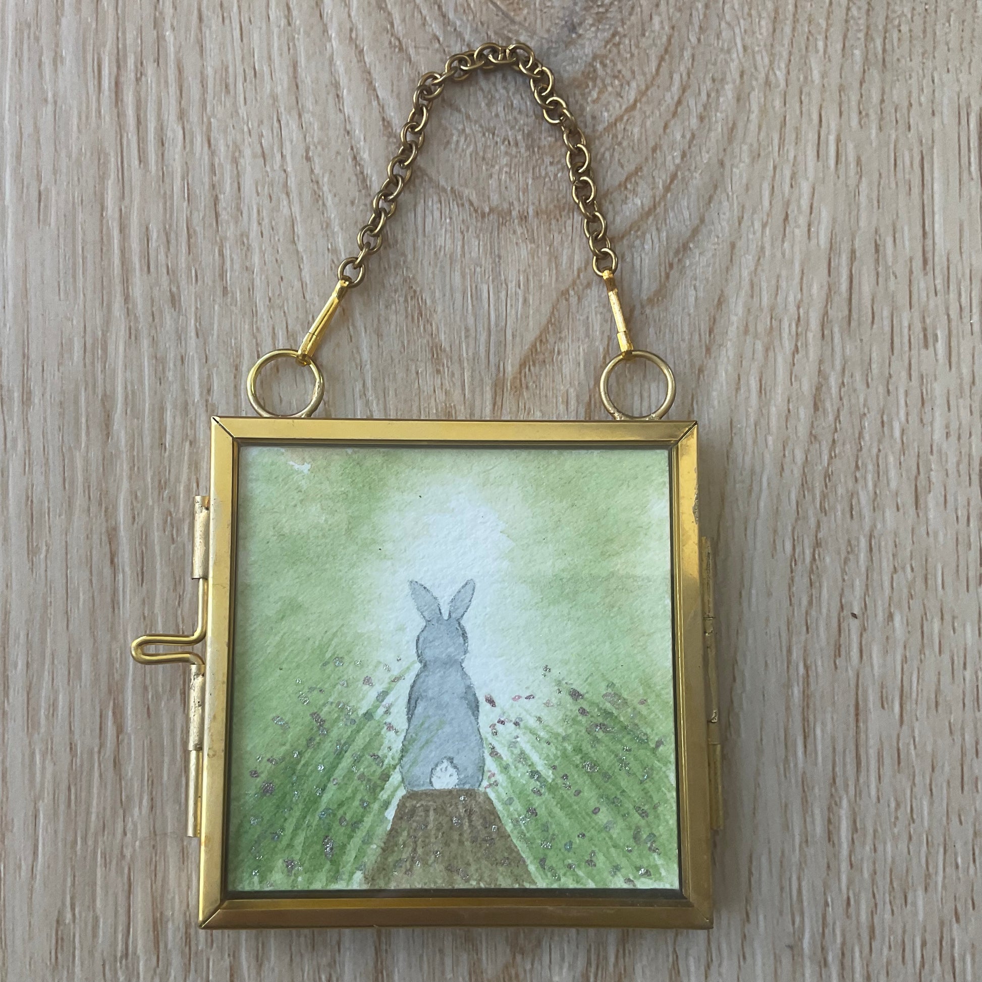  ‘In To The Light’ Hanging Decoration- Grey Bunny Rabbit Mini Artwork