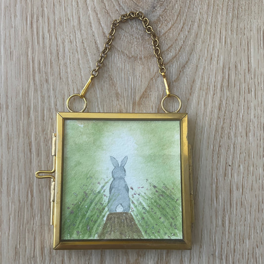  ‘In To The Light’ Hanging Decoration- Grey Bunny Rabbit Mini Artwork