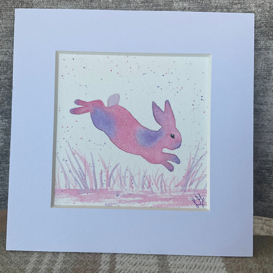 Leaping ‘Colourburst’ - Original Lop Bunny Rabbit Watercolour Painting