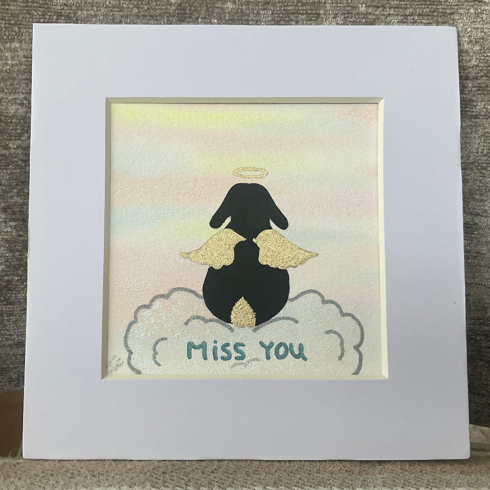 ‘Miss You’ - Original Lop Eared Bunny Rabbit Watercolour Painting  4” x 4”