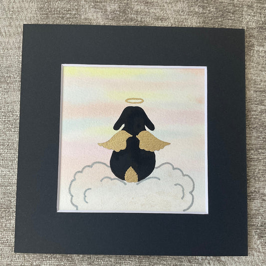 ‘My Angel’ - Original Bunny Rabbit Memorial Watercolour Painting  4” x 4”