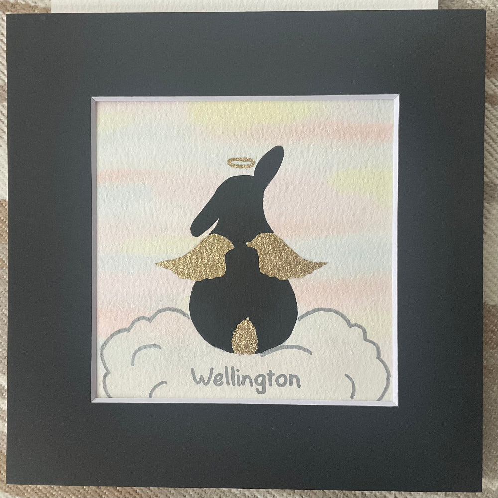 ‘My Angel’ - Personalised Original Bunny Rabbit Memorial Watercolour Painting  With name