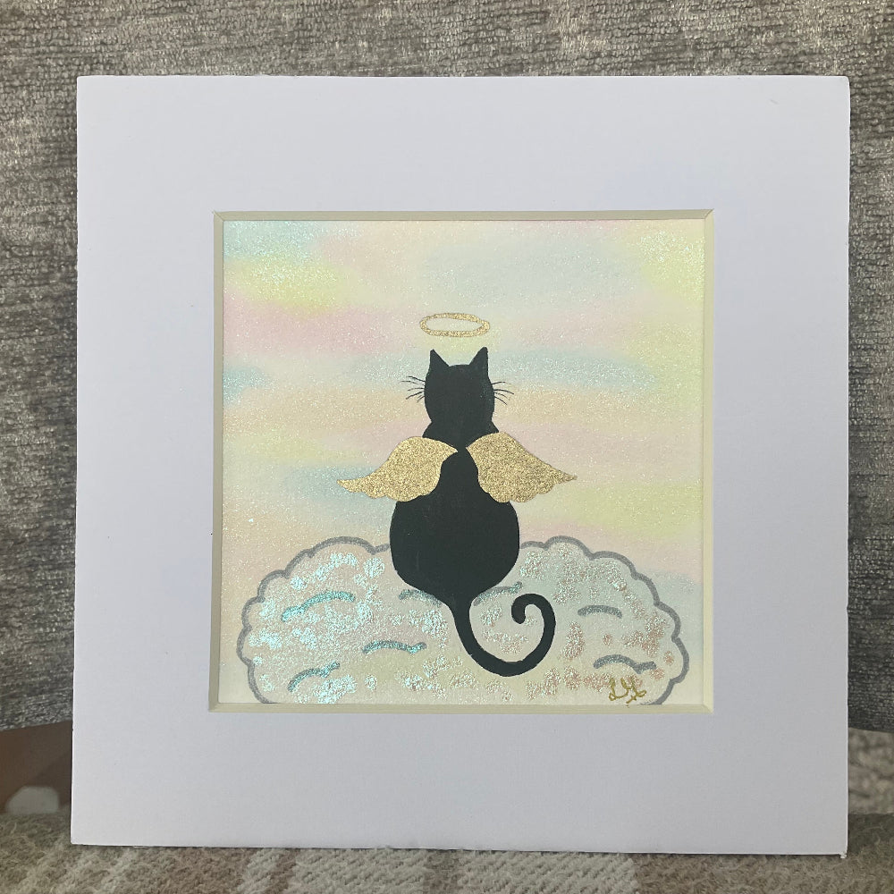‘My Angel’ - Personalised Original Cat Memorial Watercolour Painting  4” x 4”