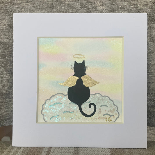 ‘My Angel’ - Personalised Original Cat Memorial Watercolour Painting  4” x 4”
