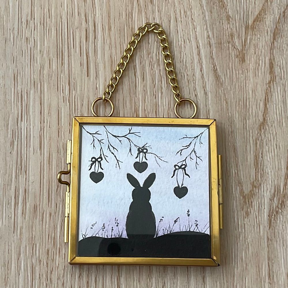 Original ‘I Give You My Heart’ Hanging Decoration- Bunny Rabbit Mini Artwork