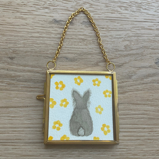 Original ‘Flower Garden’  Hanging Decoration- Lionhead Bunny Rabbit Mini Artwork