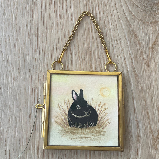 Original ‘Golden Sunrise’ Hanging Decoration- Netherland Dwarf Bunny Rabbit Mini Artwork